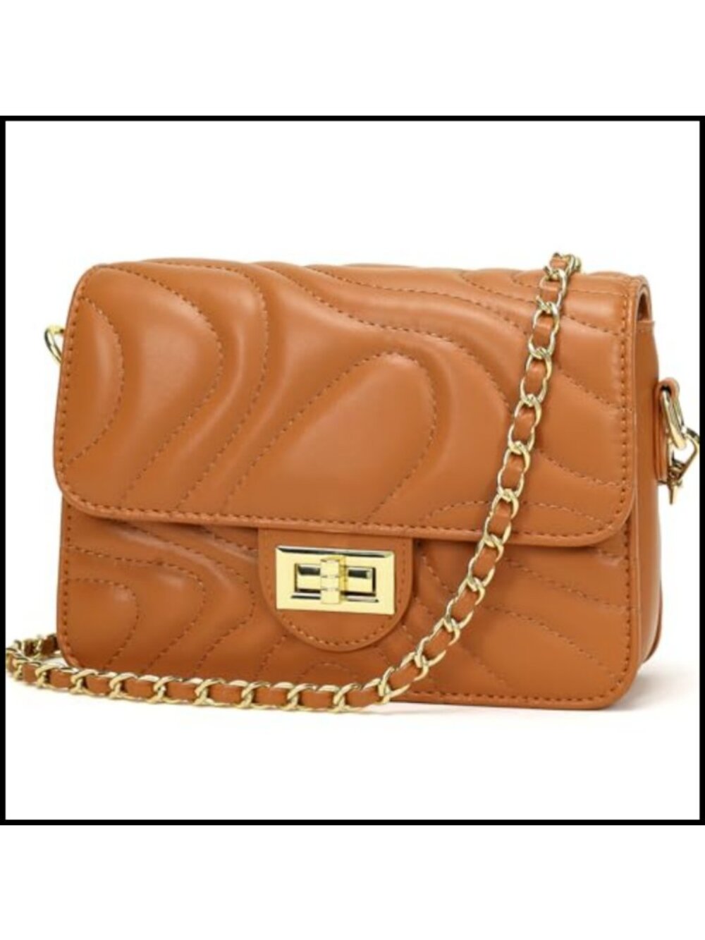 Small Quilted Crossbody Purse PU Leather Satchel Shoulder Bag with Chain Strap
